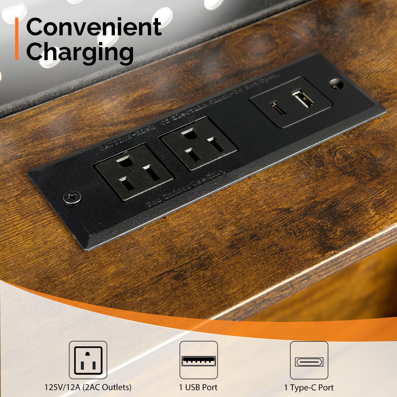 Convenient Charging

wex-20220aC

125V/12A (2AC Outlets) 1 USB Port 1 Type-C Port