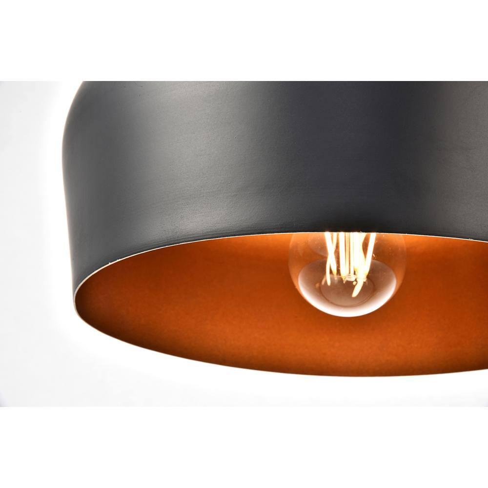 Alt View 2. Living District - Nora Collection Pendant D11.5in H9in Lt:1 Black finish - Black.