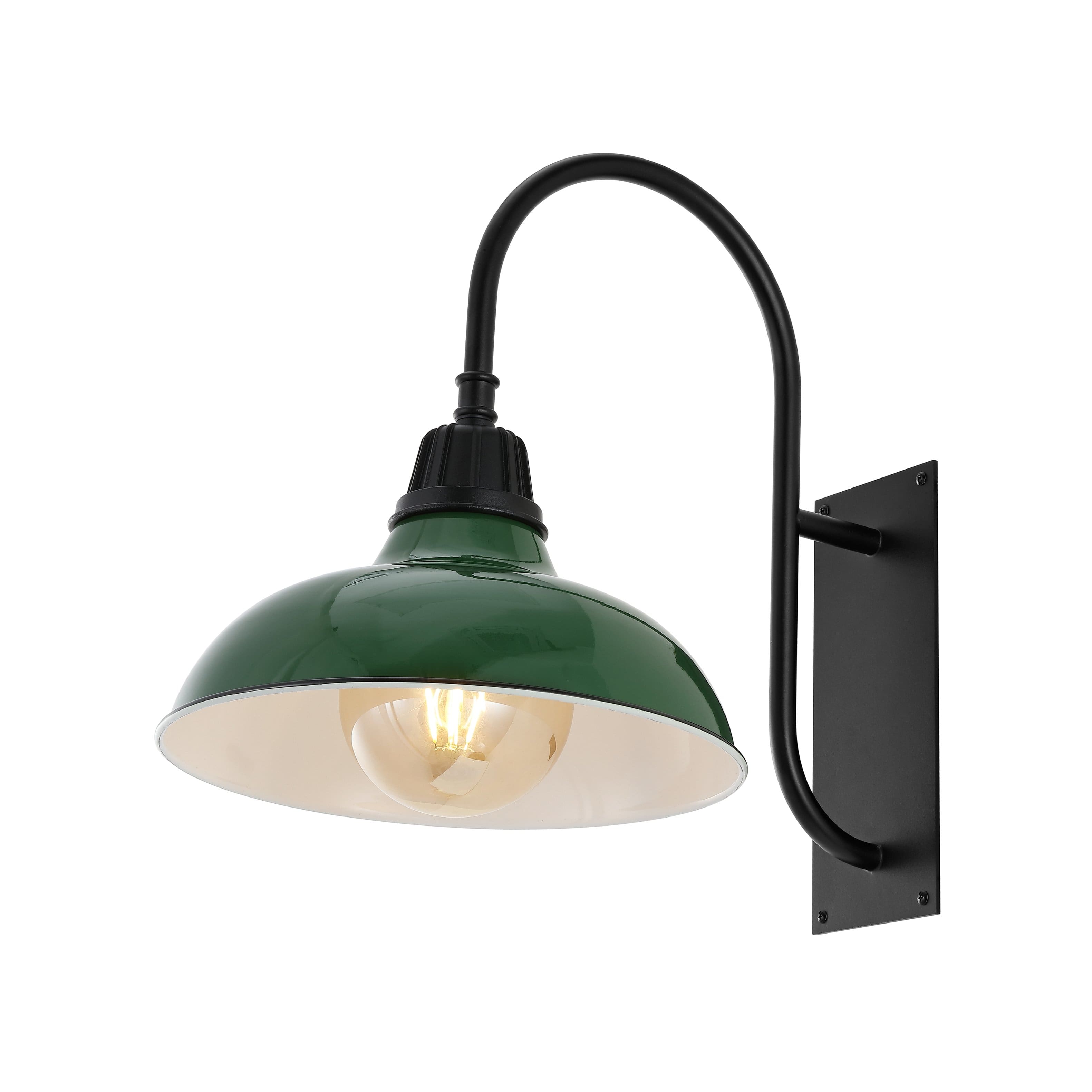 "Jonathan Y - Stanley 12.25"" 1-Light Farmhouse Industrial Indoor/Outdoor Iron LED Gooseneck Arm Outdoor Sconce, Green - Green/Black" price history on PriceWatchPro