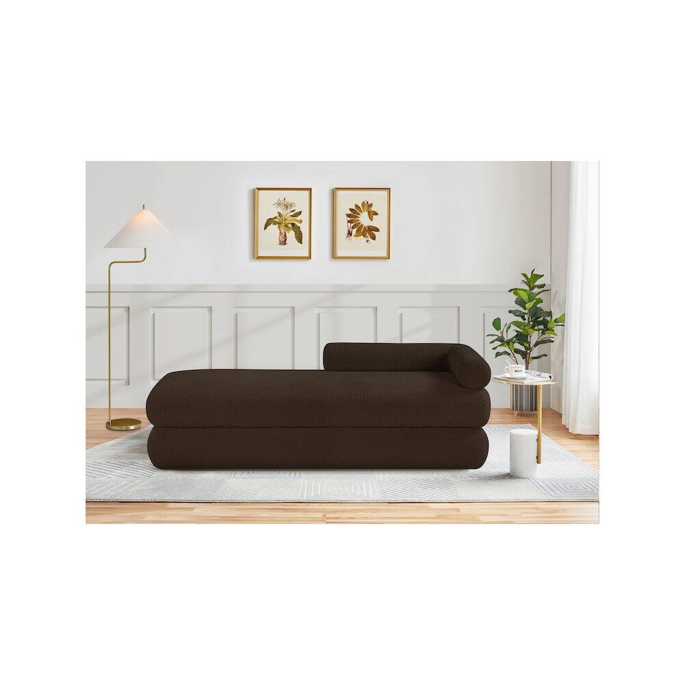 Alt View 1. Meridian Furniture - Kennedy Brown Faux Shearling Teddy Fabric Bench - Brown.
