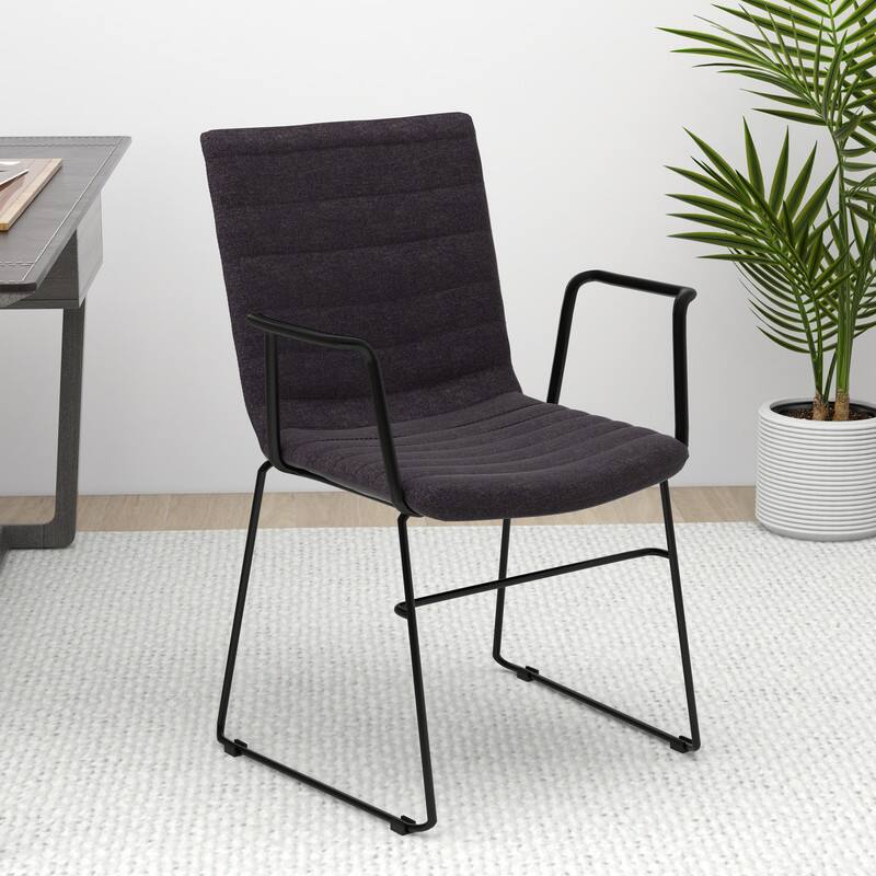 Angle. LeisureMod - Zylar Office ArmChair with PU Leather, Foam Cushion, Stainless Steel Base & Ergonomic Support - Brown.