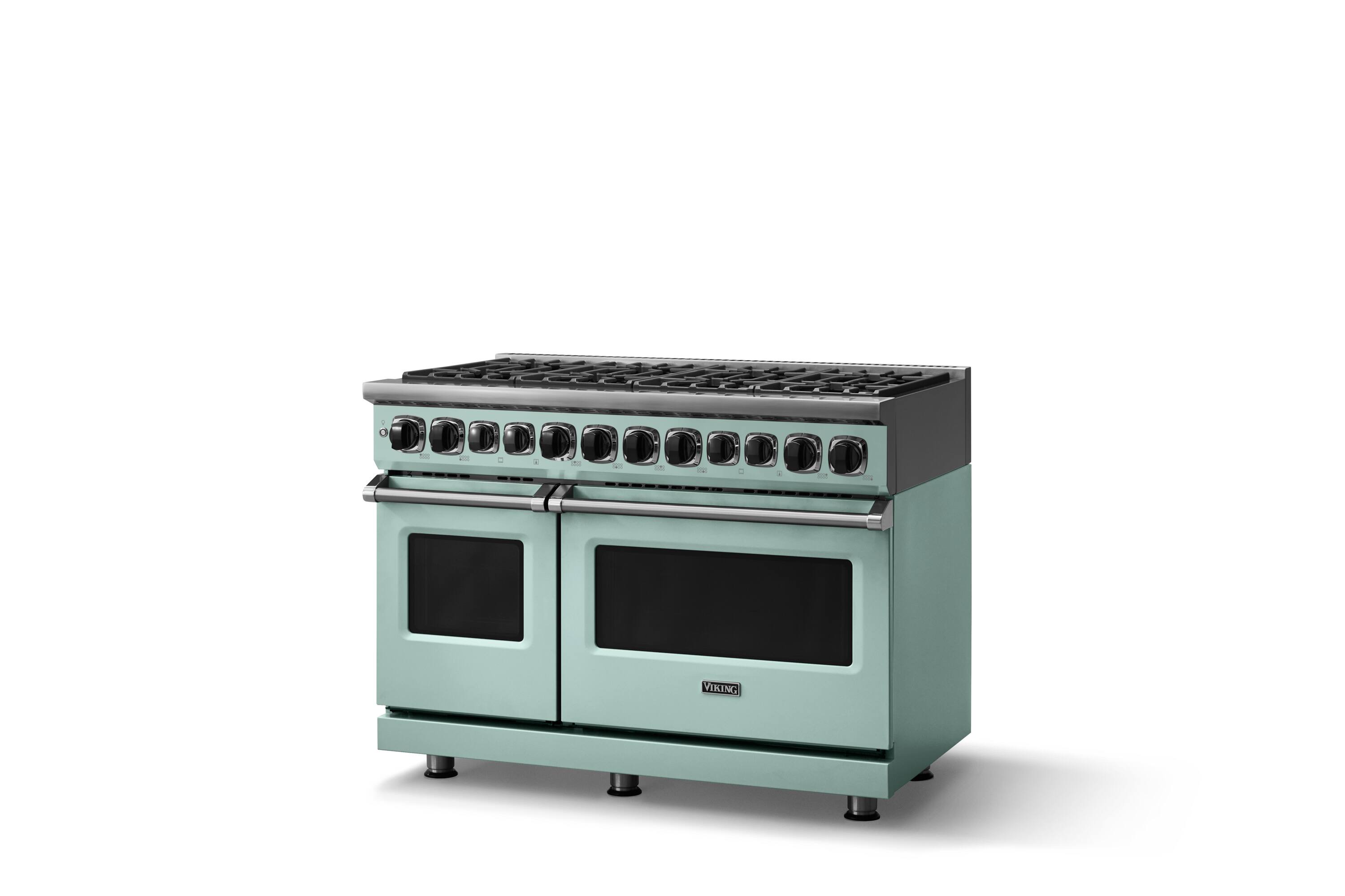 Angle. Viking - 48 in. Wide 8 Burner Dual Fuel Sealed Burner Range - Splash.