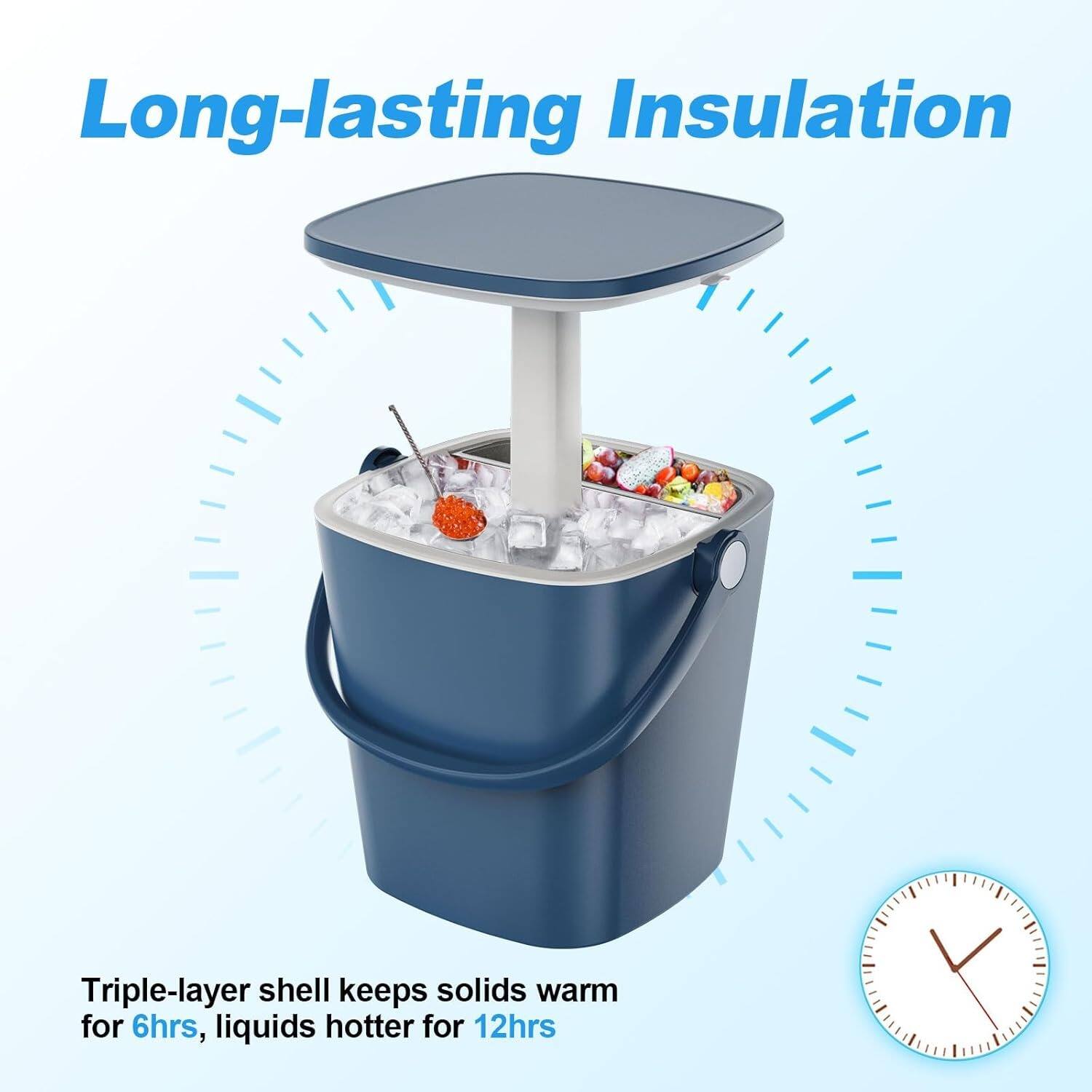 Long-lasting Insulation

Triple-layer shell keeps solids warm for 6hrs, liquids hotter for 12hrs