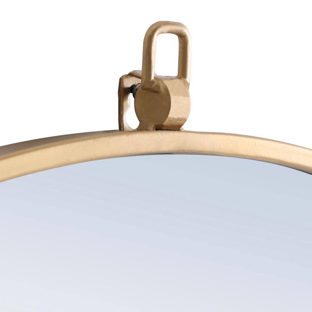 Alt View 9. Elegant Decor - Metal frame Round Mirror with decorative hook 36 inch Brass finish - Brass.