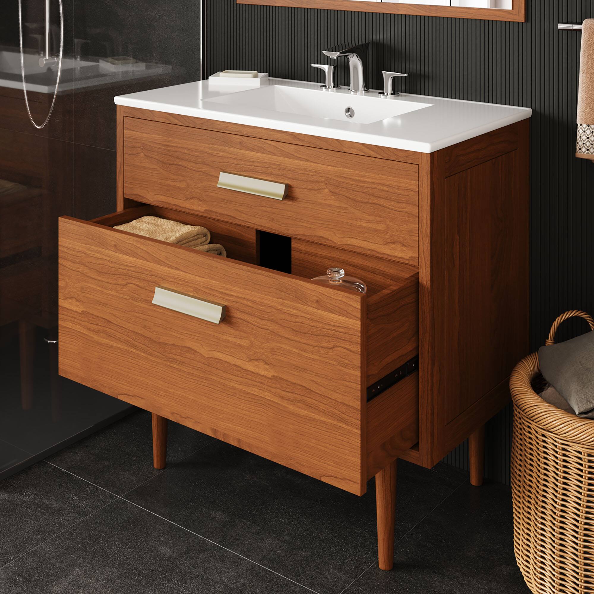 Back. Modway - Cassia Bathroom Vanity Basin Included - Natural White.