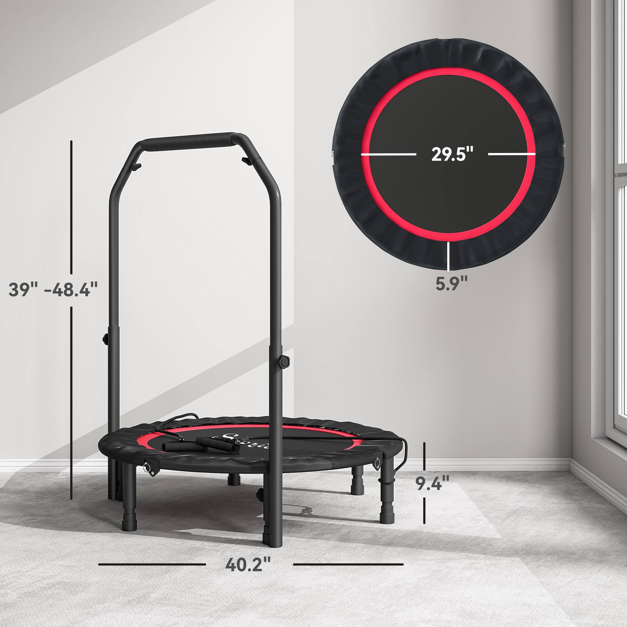 29.5"  
39" - 48.4"  
5.9"  
9.4"  
40.2"