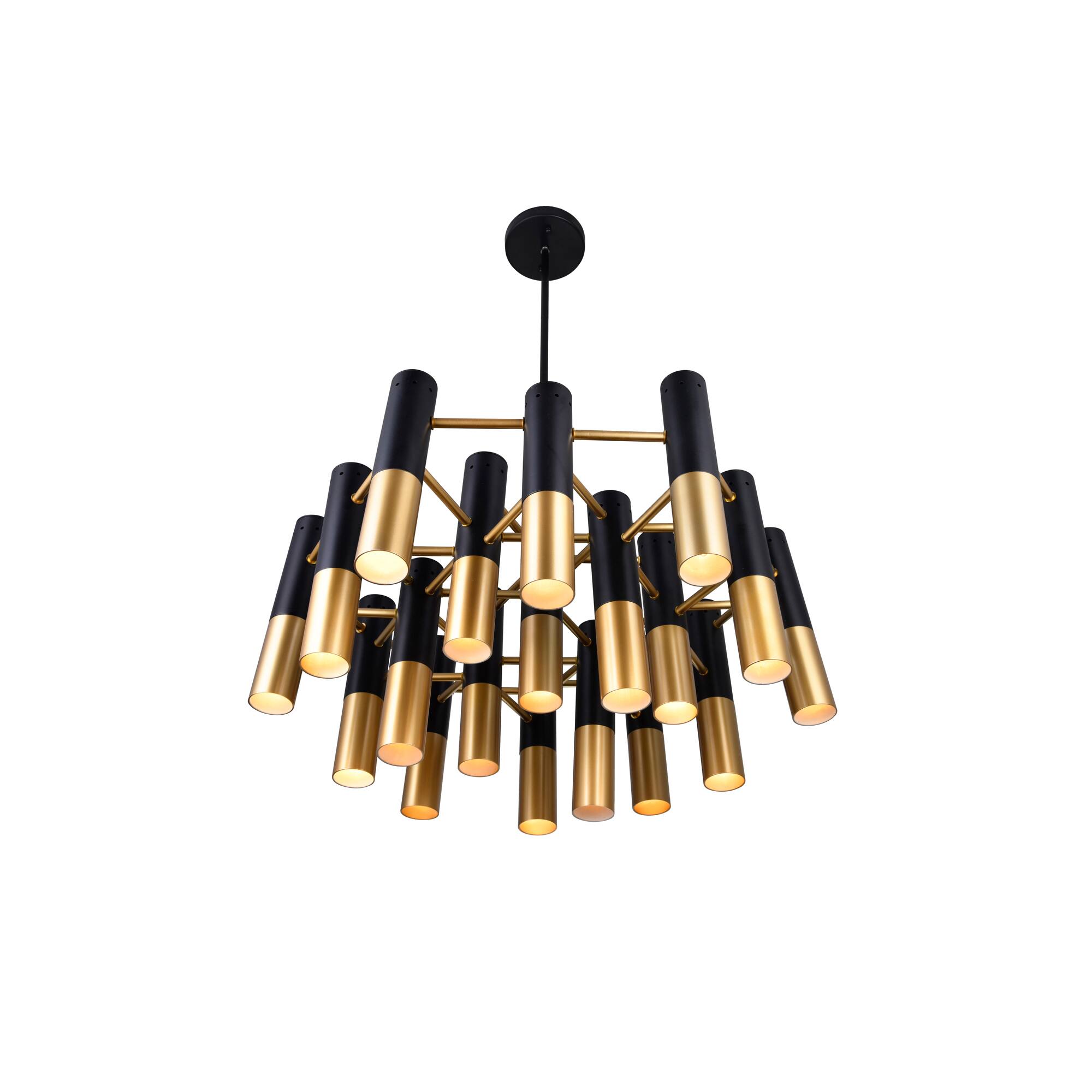 Alt View 2. CWI Lighting - Anem 19 Light Down Chandelier With Matte Black & Satin Gold Finish - Matte Black & Satin Gold.