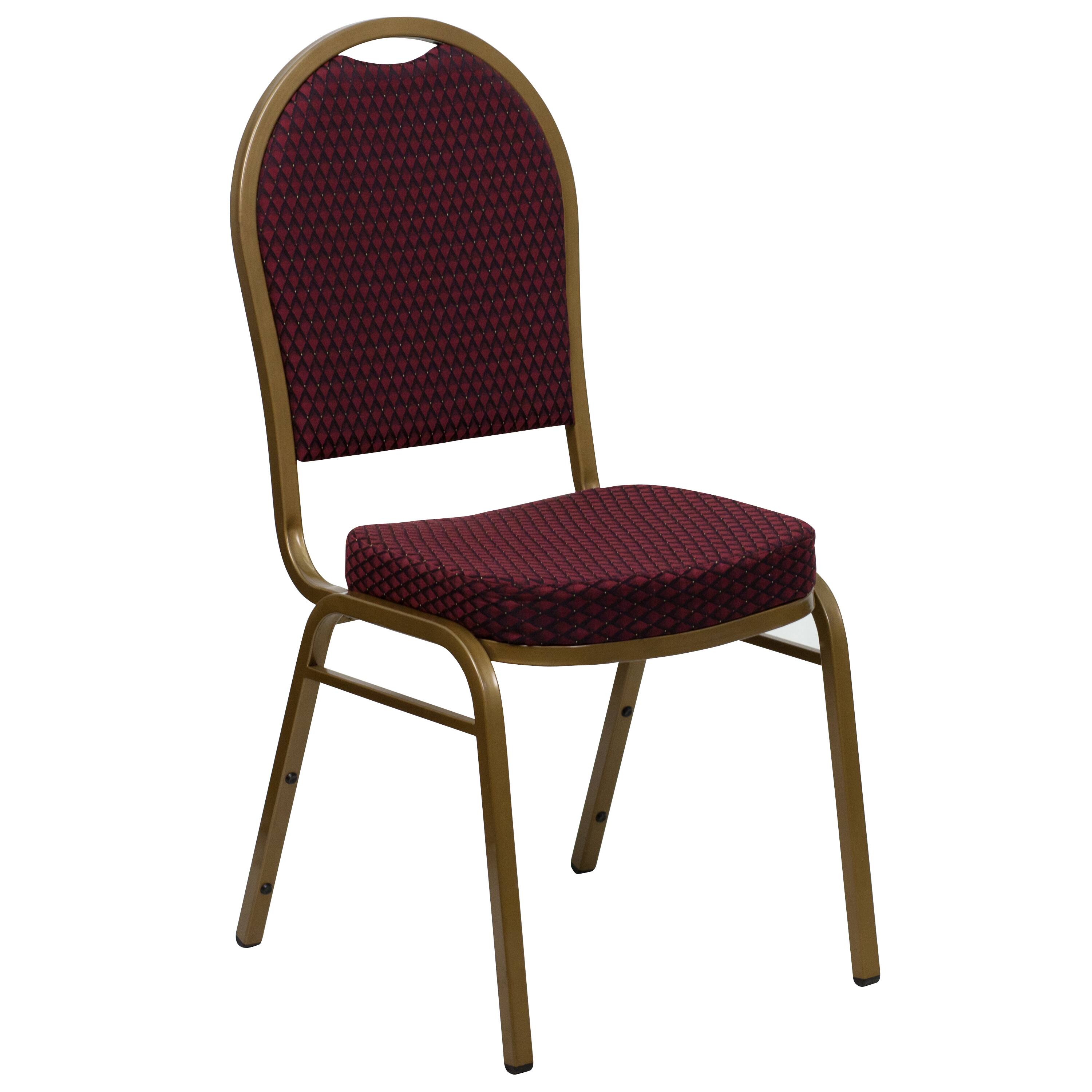 Burgundy Patterned Fabric/Gold Frame