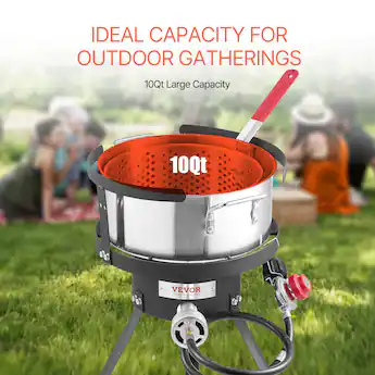 fish fryer accessories ROVSUN 30QT Turkey & 10QT Fryer with 55000BTU Propane Burner, Outdoor Deep Fryer & Seafood Crawfish Boiler Steamer Pot with Thermometer, Marinade Injector, Turkey Rack & Rack Lifter: Home 000 BTU burner paired with an electronic ignition system Outermust 18-G 18 QT Deep