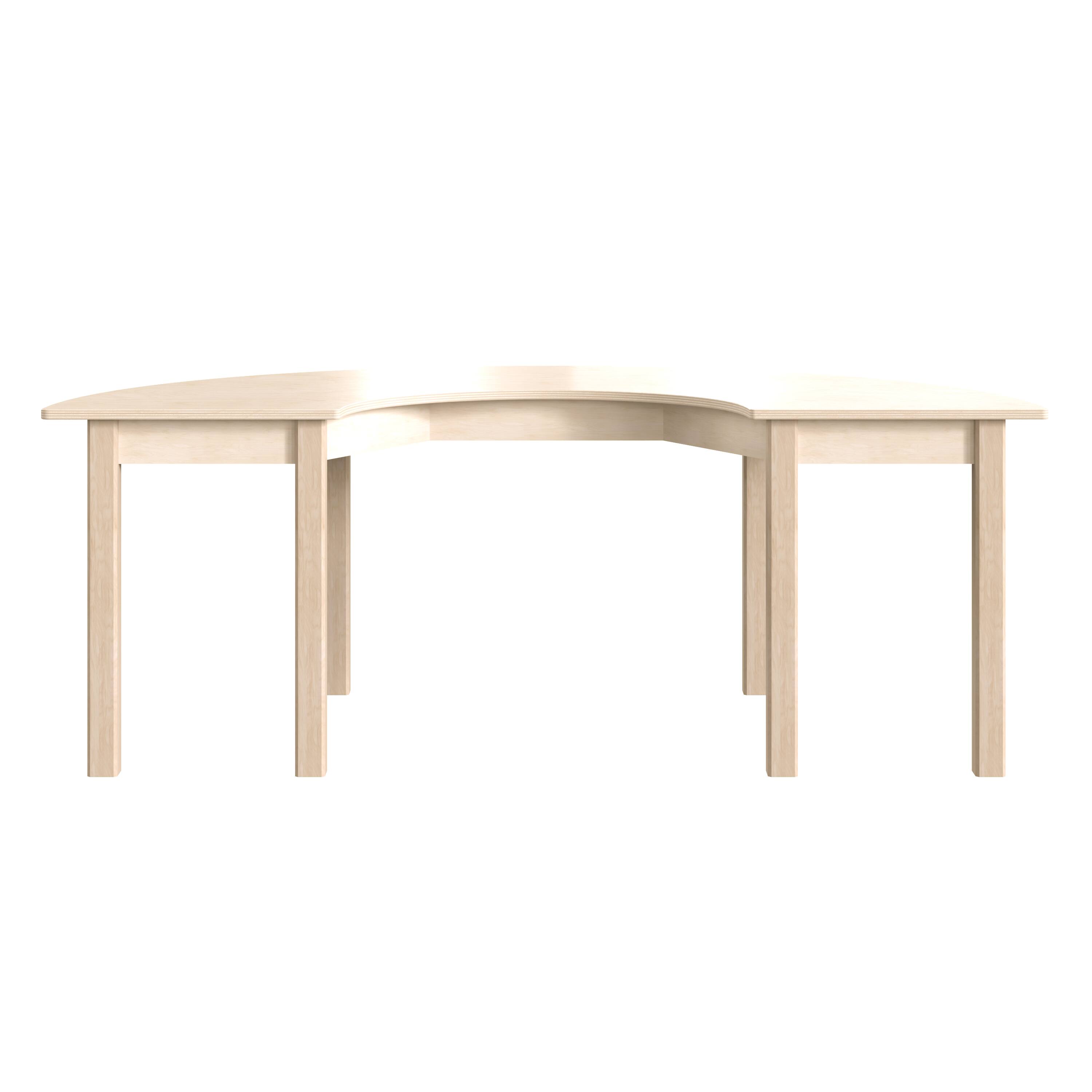 Angle. Flash Furniture - Bright Beginnings Commercial Grade Wooden Half Circle Preschool Classroom Activity Table, (29.5"W x 59"D x 21"H), Beech - Natural.