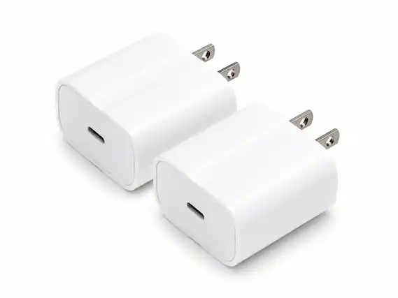 Front. Core Tech - 2-Pack 20W USB-C Fast Charger PD Wall Adapter – Compact Type-C Power Adapter for iPhone 17, Samsung, iPad & More - White.