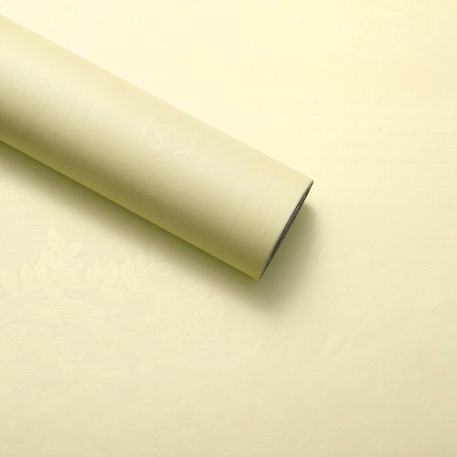 Unique Bargains - Vintage Floral Wallpaper, 23.6x394 Self-Adhesive Vinyl Waterproof Embossed Peel & Stick Contact for Bedroom/Bathroom - Embossed Pattern-Yellow