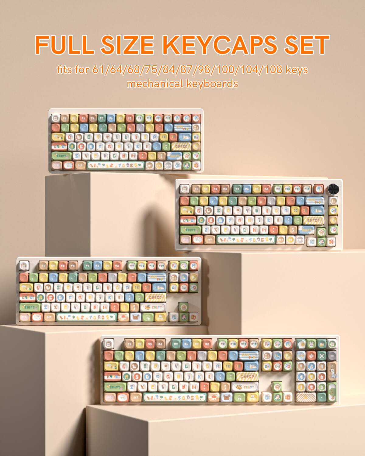 FULL SIZE KEYCAPS SET  
fits for 61/64/68/75/84/87/98/100/104/108 keys mechanical keyboards