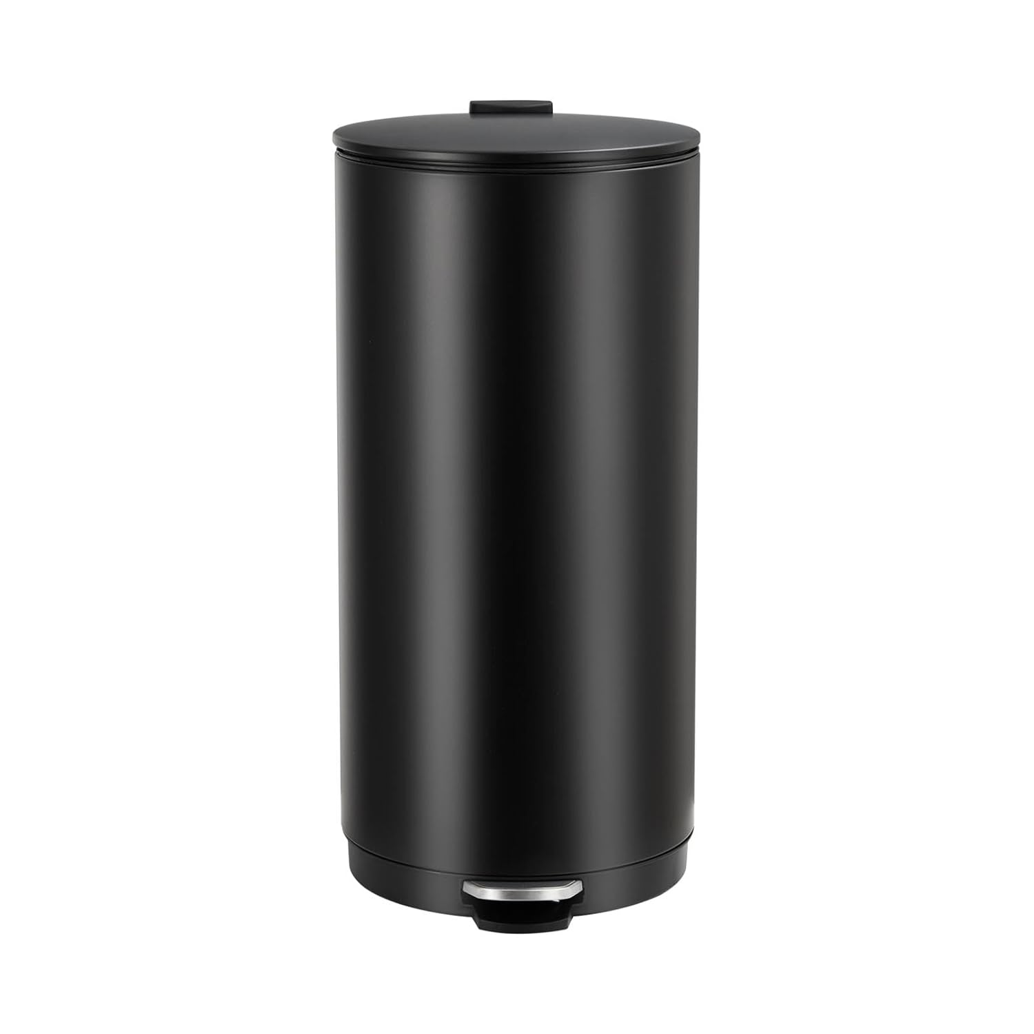 Front. Babevy - 8 Gallon Round Trash Can, Stainless Steel Garbage Can with Soft-Close Lid - Black.