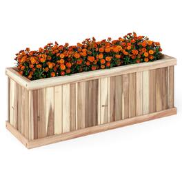 Costway - 1 PCS Acacia Wood Raised Garden Bed with Drainage Gaps & Removable Base for Herbs - Natural