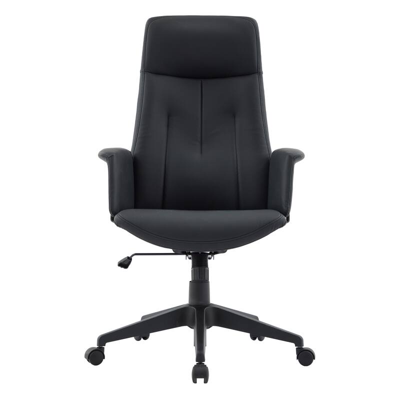 Alt View 2. LeisureMod - Inifini High Back Office Chair Ergonomic PU Leather Lumbar Support Foam Cushion Iron Frame - Black.