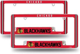 Rico Industries - Chicago NHL Blackhawks (Set of 2) Chrome Metal License Plate Frames with Bold Full Frame Design - Multi