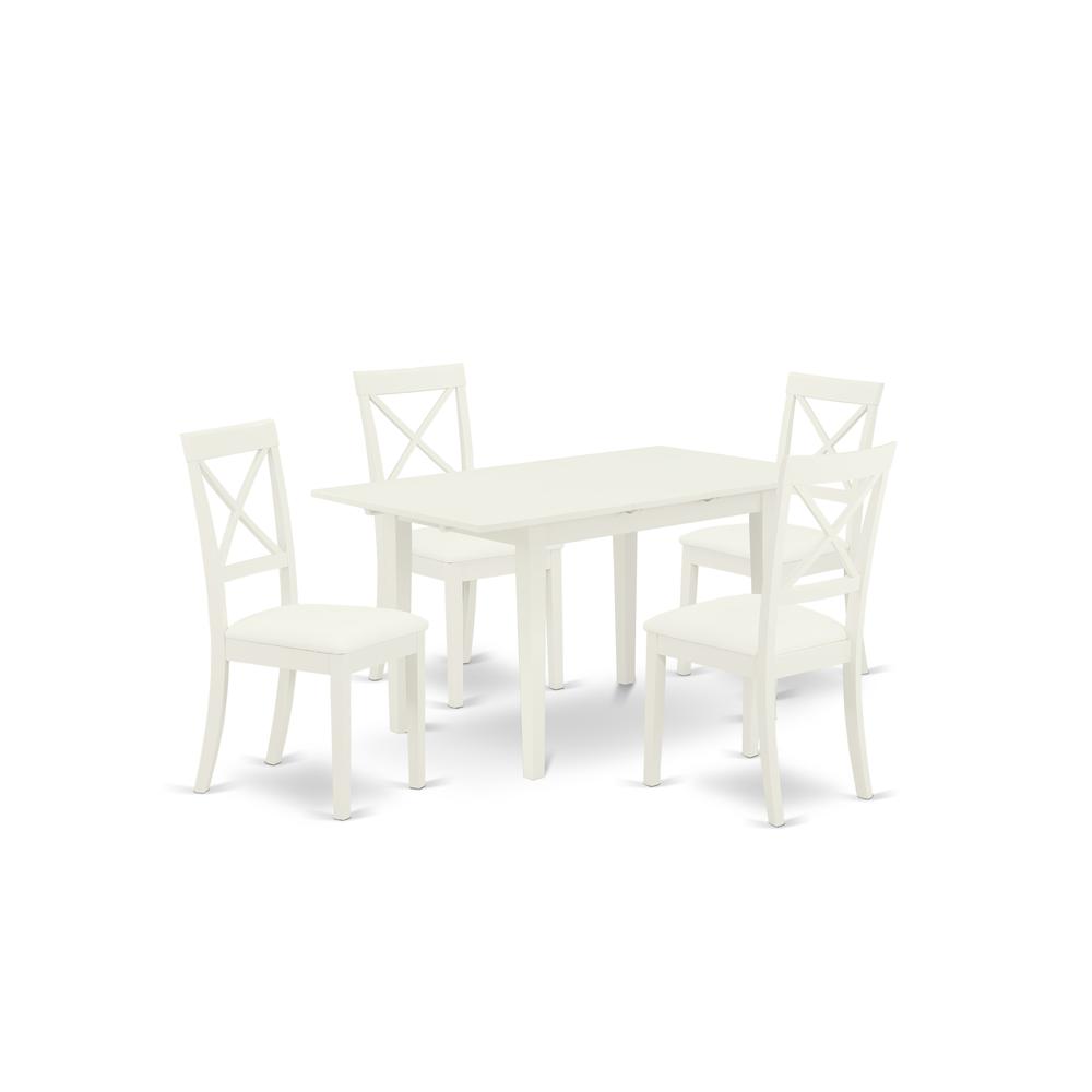 East West Furniture NOBO5 WHI LC 5 Pc Rectangular Dinette Set 4 Dining ...