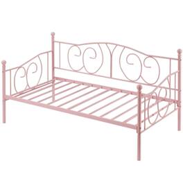 Hivvago - Twin size Victorian Metal Daybed Frame - 350 lbs. Weight Capacity - Pink