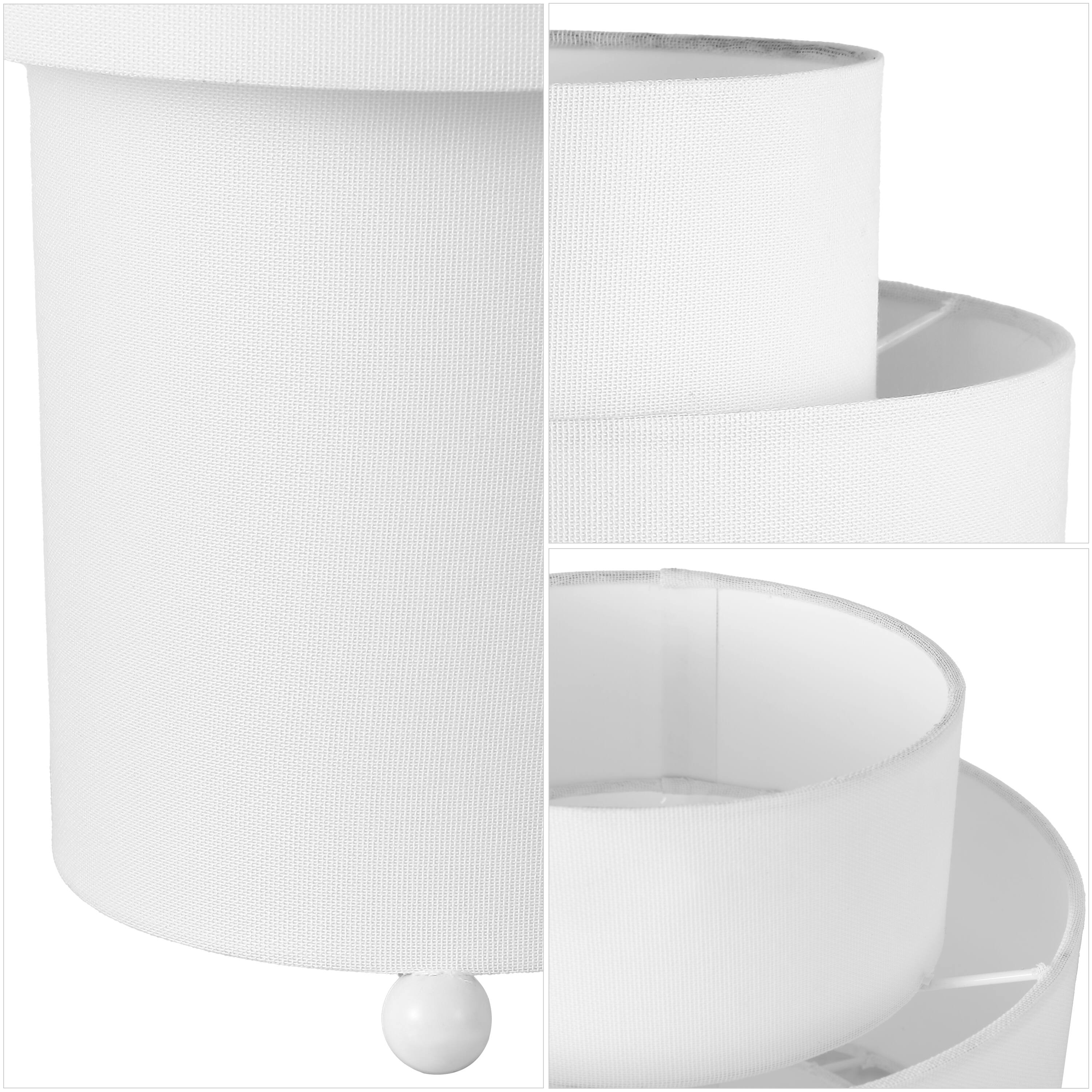 Alt View 4. Jonathan Y - Franklin 17.5" White Cylinder LED Table Lamp Set of 2 with Fabric Drum Shade, Modern for Bedside or Living Room - White.
