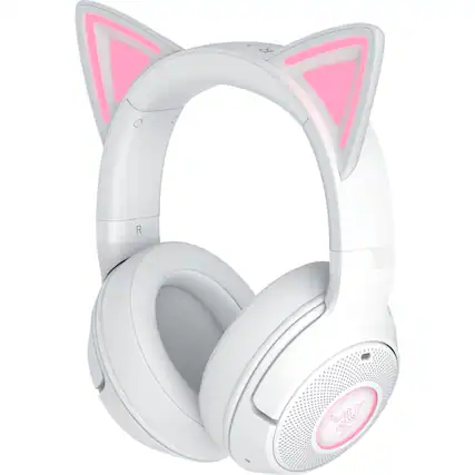 Front. Razer - Kraken Kitty V2 Bluetooth Wireless Over-the-Ear Gaming Headset for PC, Mac, Playstation, Nintendo Switch, Steam Deck - White.