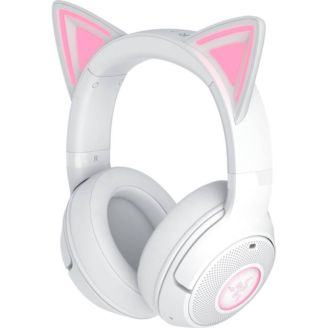 Razer - Kraken Kitty V2 Bluetooth Wireless Over-the-Ear Gaming Headset for PC, Mac, Playstation, Nintendo Switch, Steam Deck - White