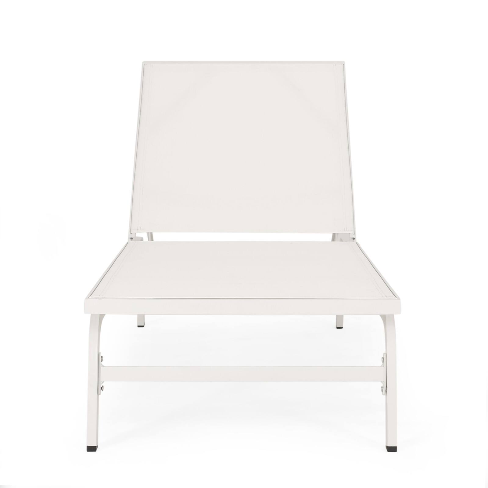 Alt View 5. Ecooso - Set of 2 Outdoor Mesh Chaise Lounges with Aluminum Frame, Handcrafted Details, and Comfortable Weather-Resistant Design - White.