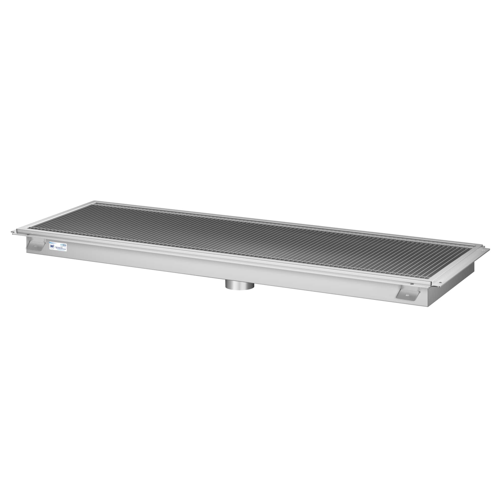 Koolmore - 18" x 60" Floor Trough Drain, 14-Gauge with Subway-Style Grating & Removable Drain Basket, NSF Listed - Stainless Steel