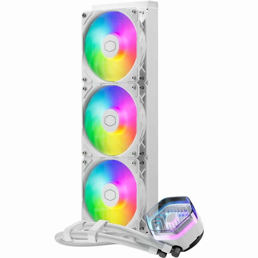 Alt View 2. Cooler Master - Cooler Master MasterLiquid 360 Atmos White - 4.72" Maximum Fan Diameter - 3 x Fan(s) - 70.70 CFM Maximum Airflow - 2500 - ARGB.