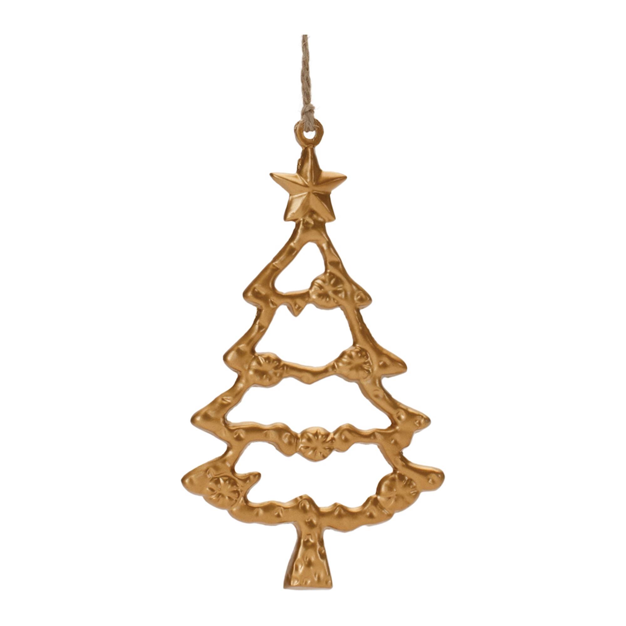 BreeBe - Metal Tree Outline Ornament (Set of 12) - Gold
