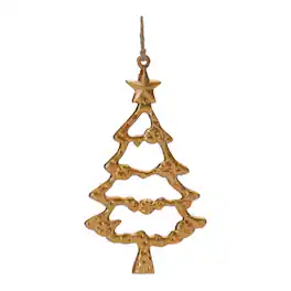 BreeBe - Metal Tree Outline Ornament (Set of 12) - Gold