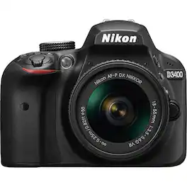 Nikon - D3400 24.2 Megapixel DSLR with Lens 18mm-55mm Black (International Model) - Black