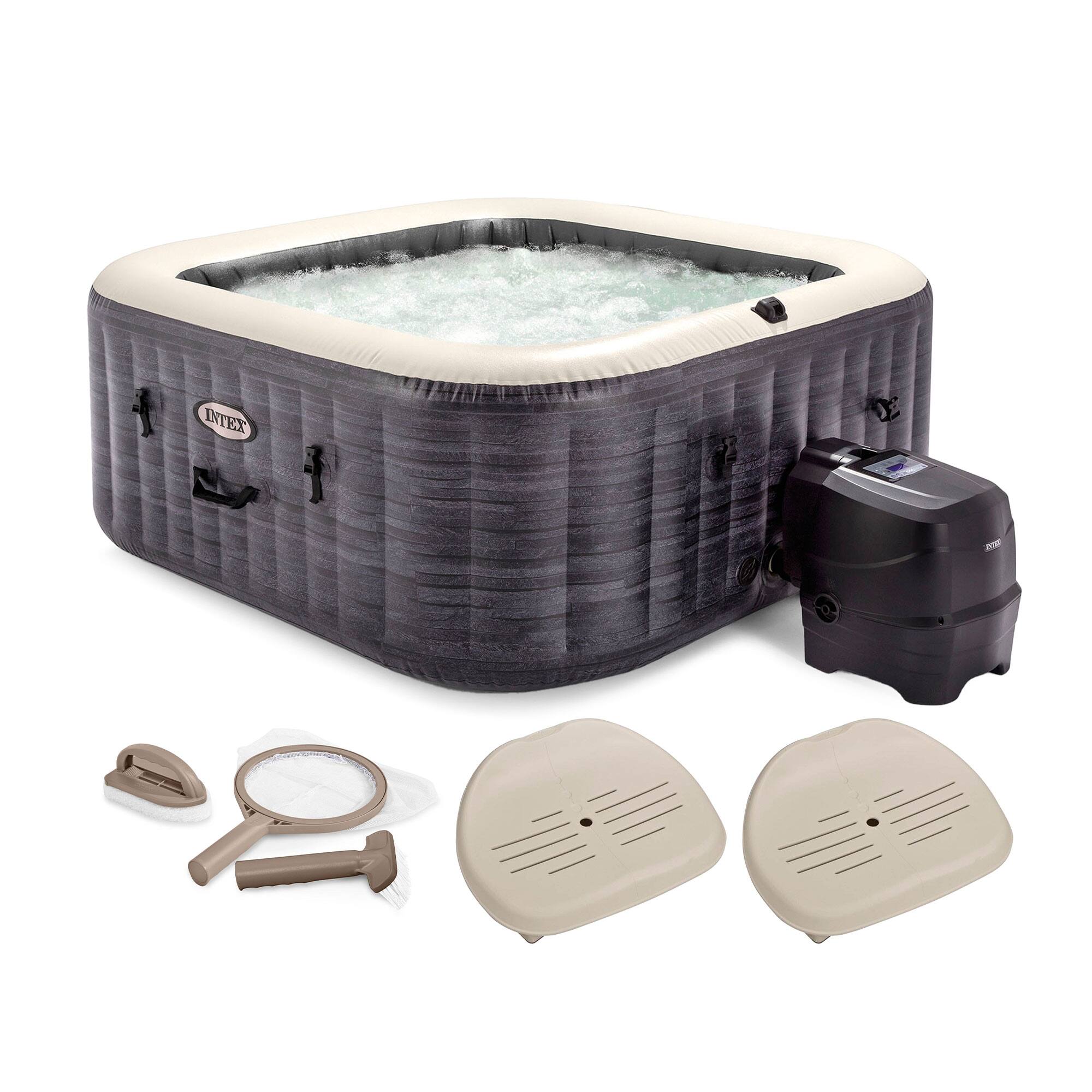 Front. Intex - Intex PureSpa Plus Inflatable Spa, Maintenance Kit, & Removable Seat (2 Pack) - Gray.