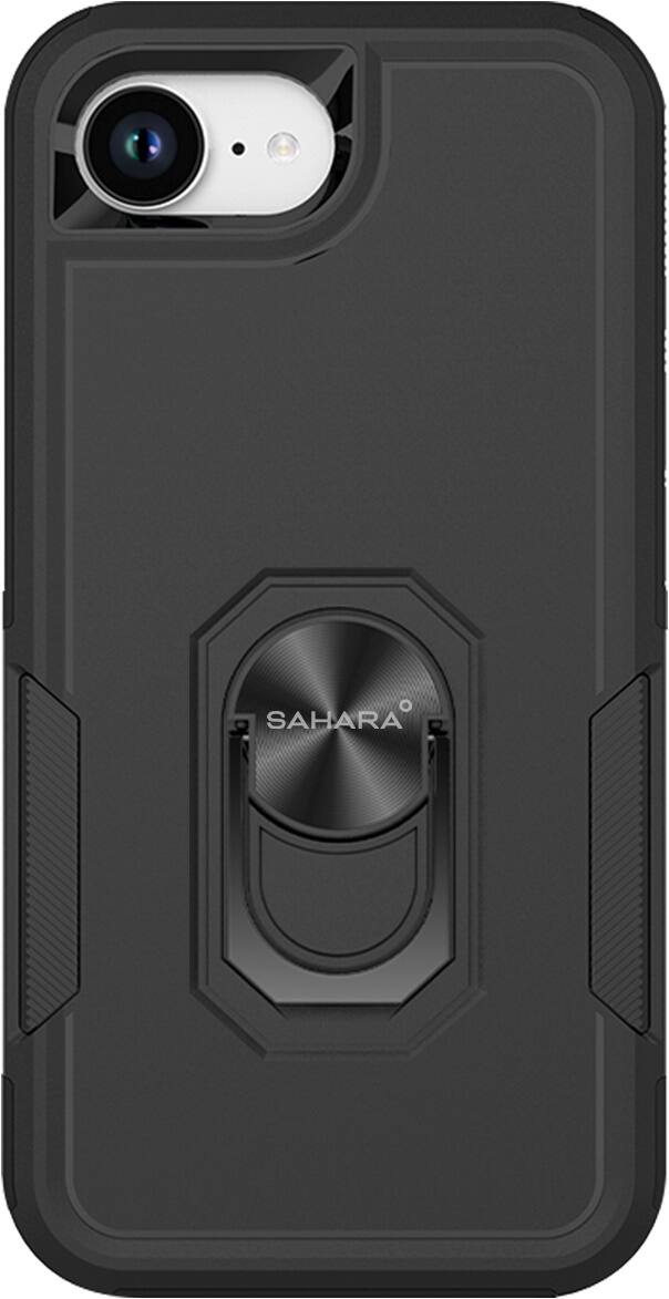 Front. SaharaCase - Raider Series Heavy Duty Kickstand Case for Apple iPhone 16e - Scorpion Black.