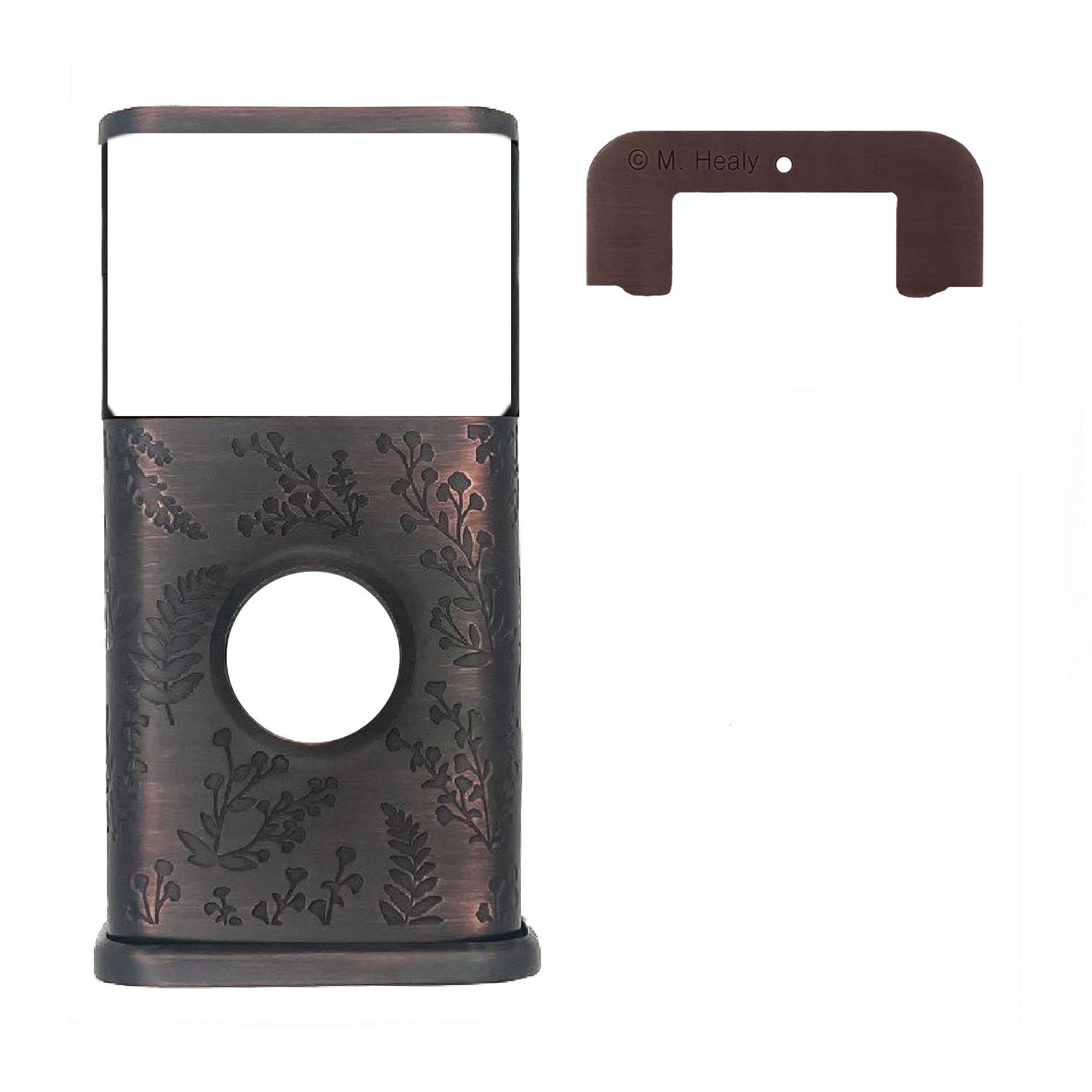 Back. Michael Healy - Wildflower Video Doorbell Cover (Ring Battery Doorbell 2024 Release) - Oiled Bronze.