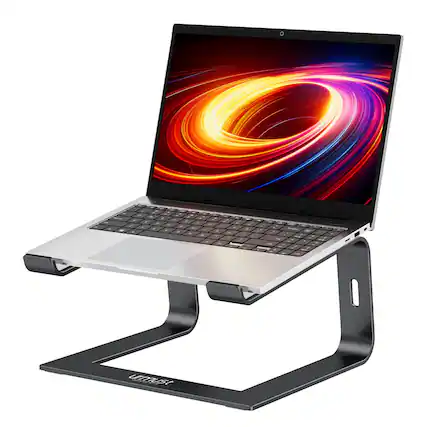 Front. HongFei - Laptop Stand for Desk Aluminum Computer Stand Riser Holder for Laptop Compatible with MacBook Air Pro, Dell, HP - Black.