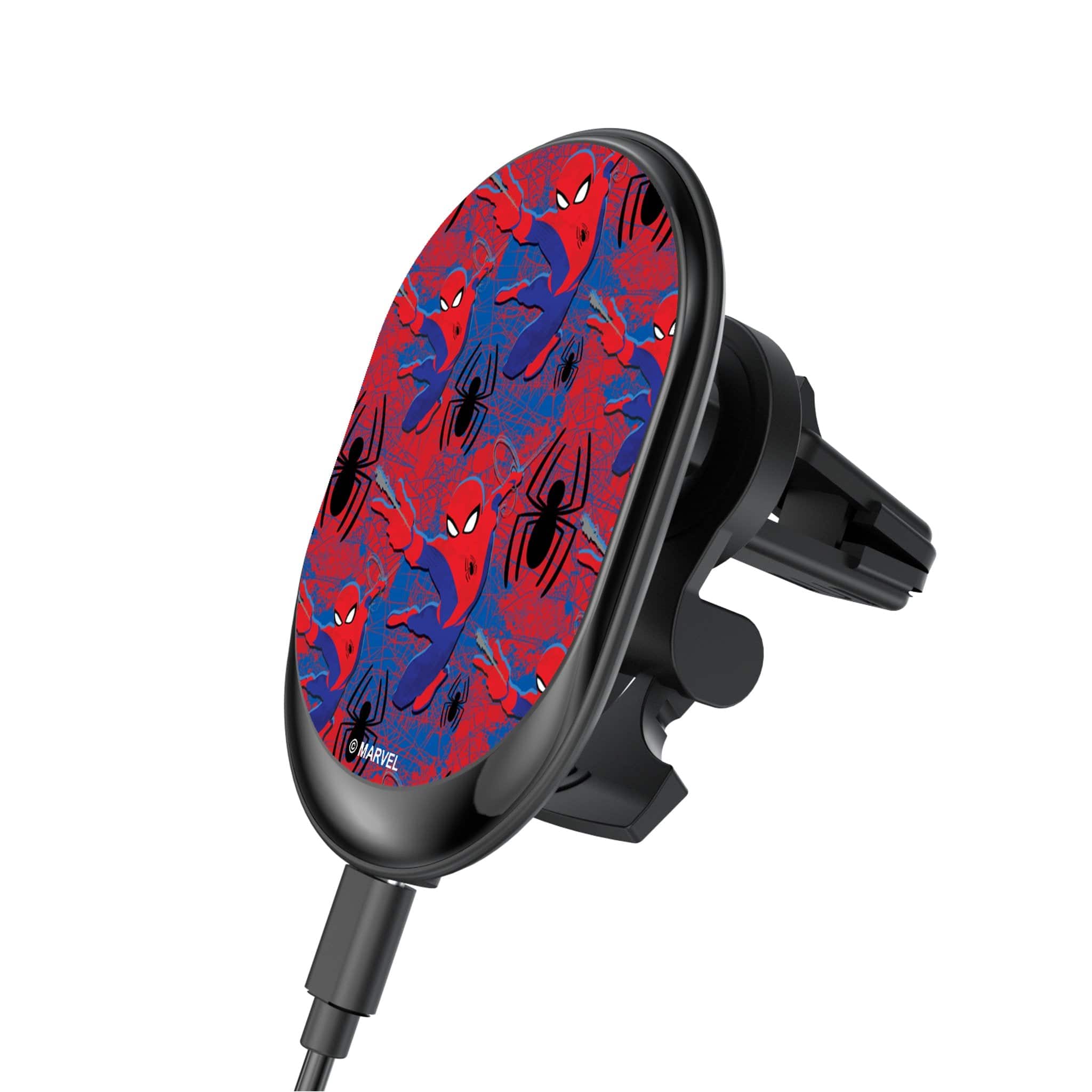 Keyscaper - Marvel Pattern Wireless Mag Car Charger - Spider-Man