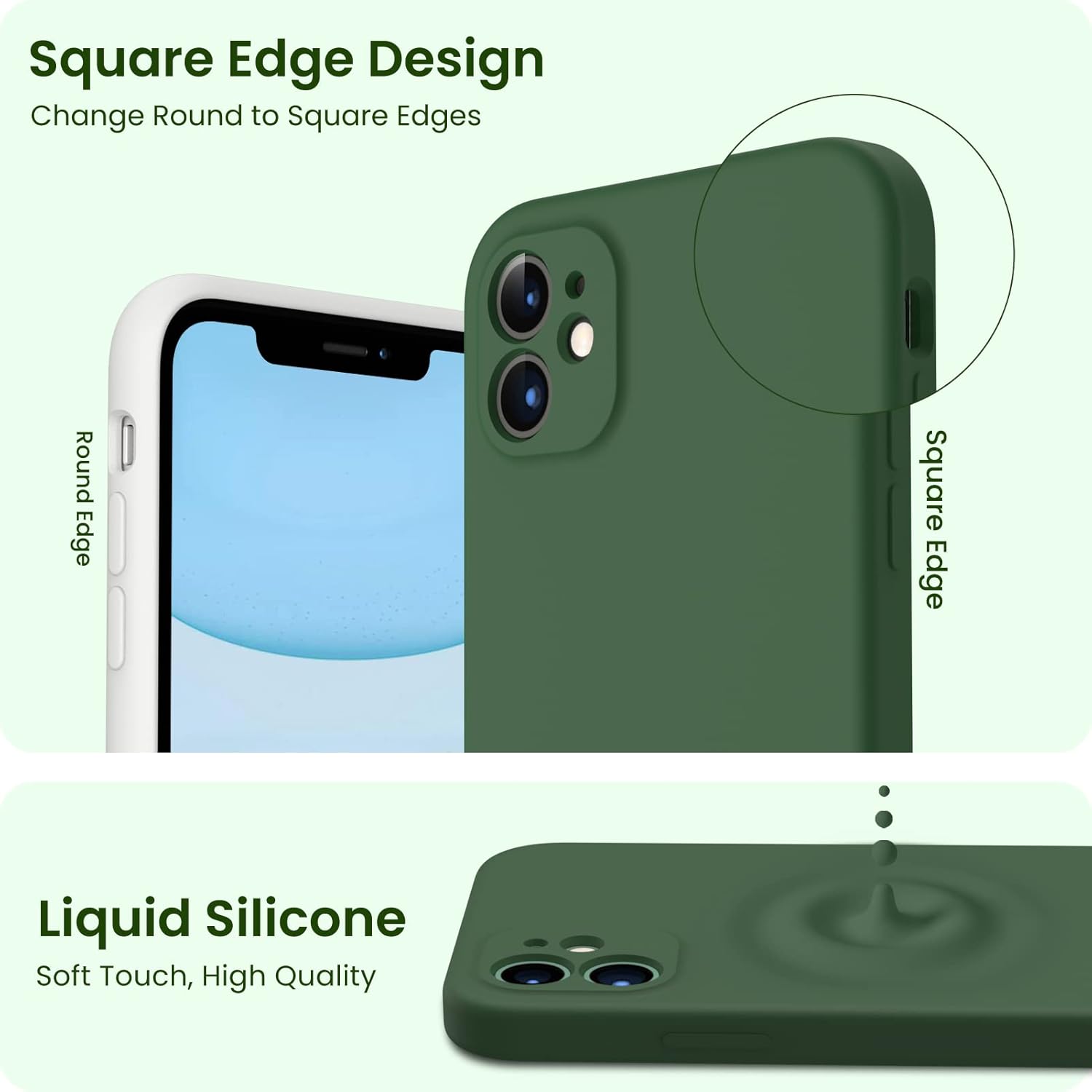 Square Edge Design, Change Round to Square Edges, Round Edge, Square Edge, Liquid Silicone, Soft Touch, High Quality