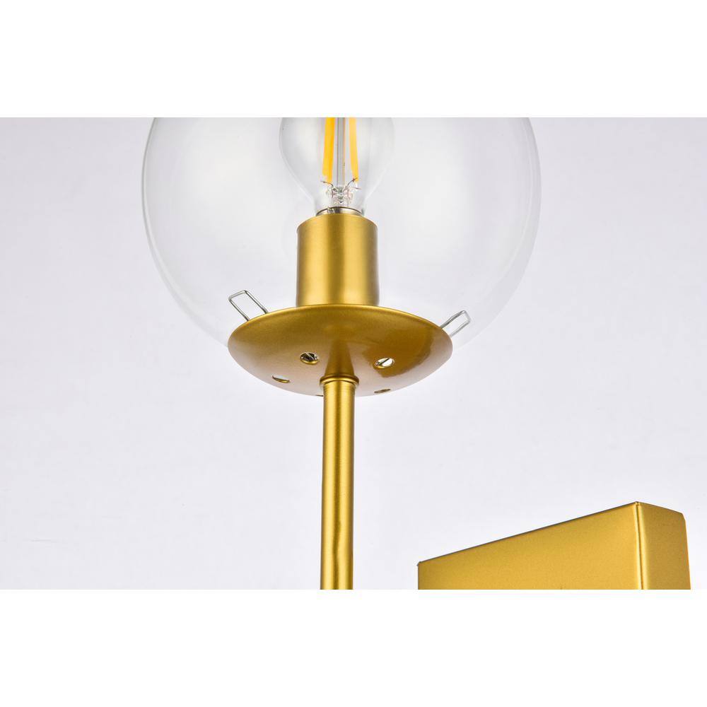 Alt View 2. Living District - Neri 2 lights brass and clear glass wall sconce - Brass And Clear.