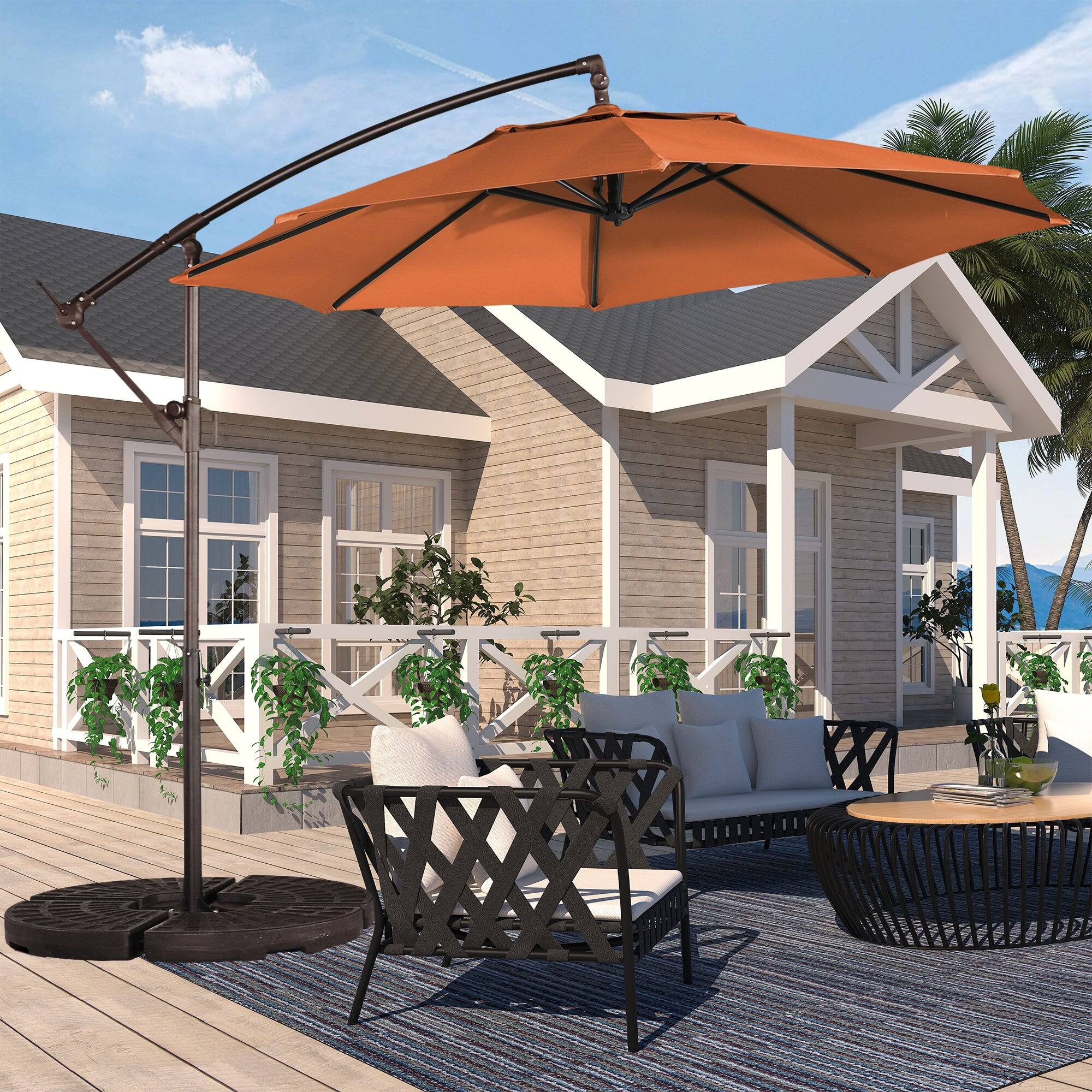 Alt View 1. Boyel Living - 10 FT Outdoor Cantilever Patio Umbrella Waterproof UV Resistant with Solar LED - Orange.