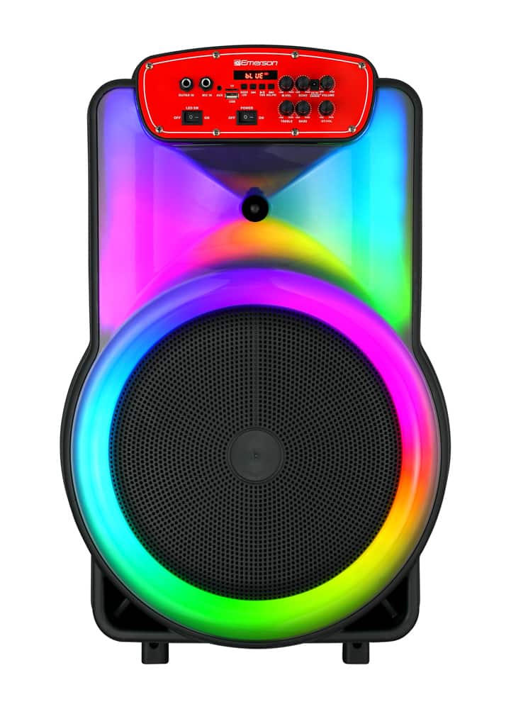 Photos - Audio System Emerson  Portable Bluetooth 15-Inch Party Speaker with Flame Lighting  - Black EDS-1520 (EDS-1520)