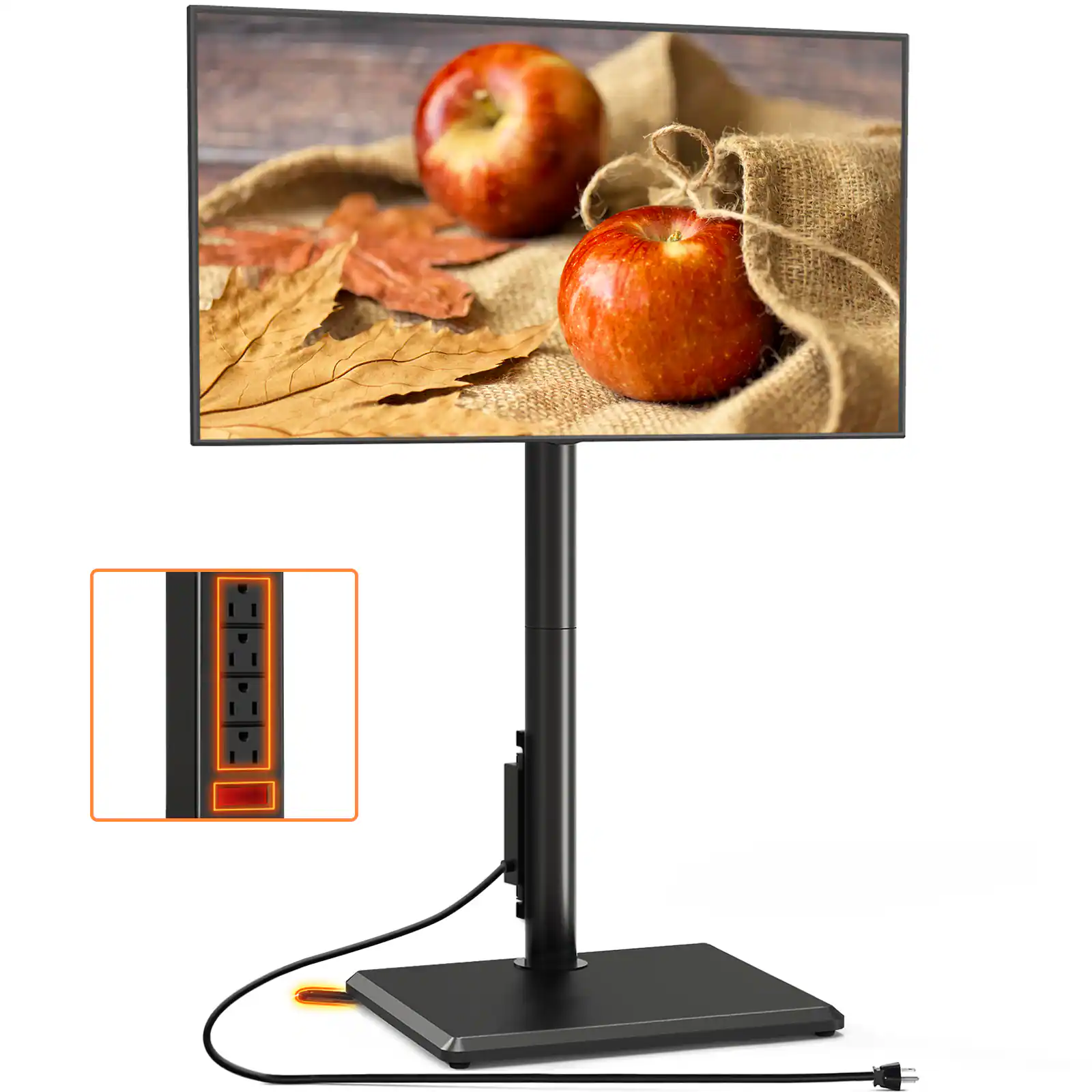 Front. Rfiver - Adaptable to TV stands ranging from 32 to 65 inches, a floor-standing TV stand with a power plug. - Black.