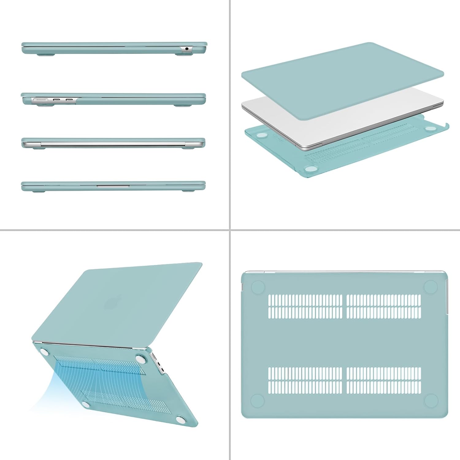 Alt View 1. mosiso - Case for 13-inch MacBook Air M5 A3449 M4 A3240 M3 A3113 M2 A2681 with Keyboard Cover Screen Protector and Pouch - Aquamarine.