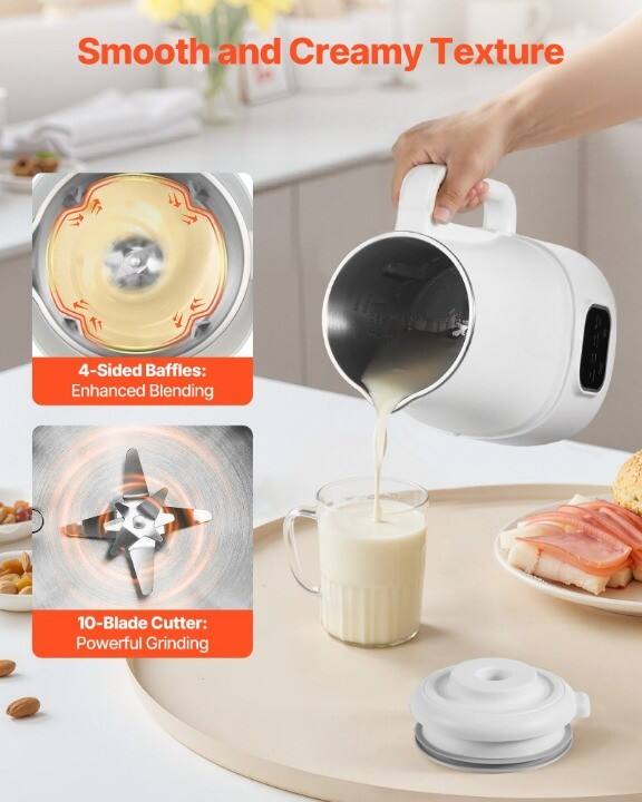 Smooth and Creamy Texture

4-Sided Baffles: Enhanced Blending

10-Blade Cutter: Powerful Grinding