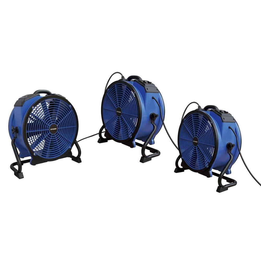 Alt View 2. XPOWER - 1/3 HP 3600 CFM High Temperature Variable Speed Air Mover, Blower, Fan - Blue.