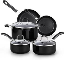 Cook N Home - 8pc Nonstick Aluminum cookware set - Black