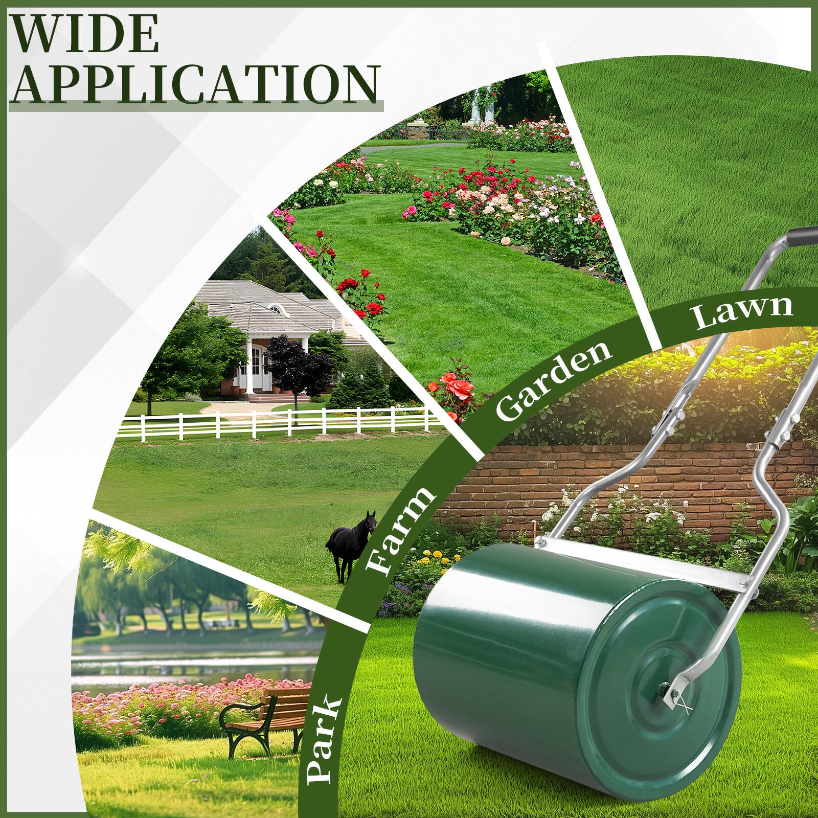 WIDE APPLICATION

Lawn  
Garden  
Farm  
Park