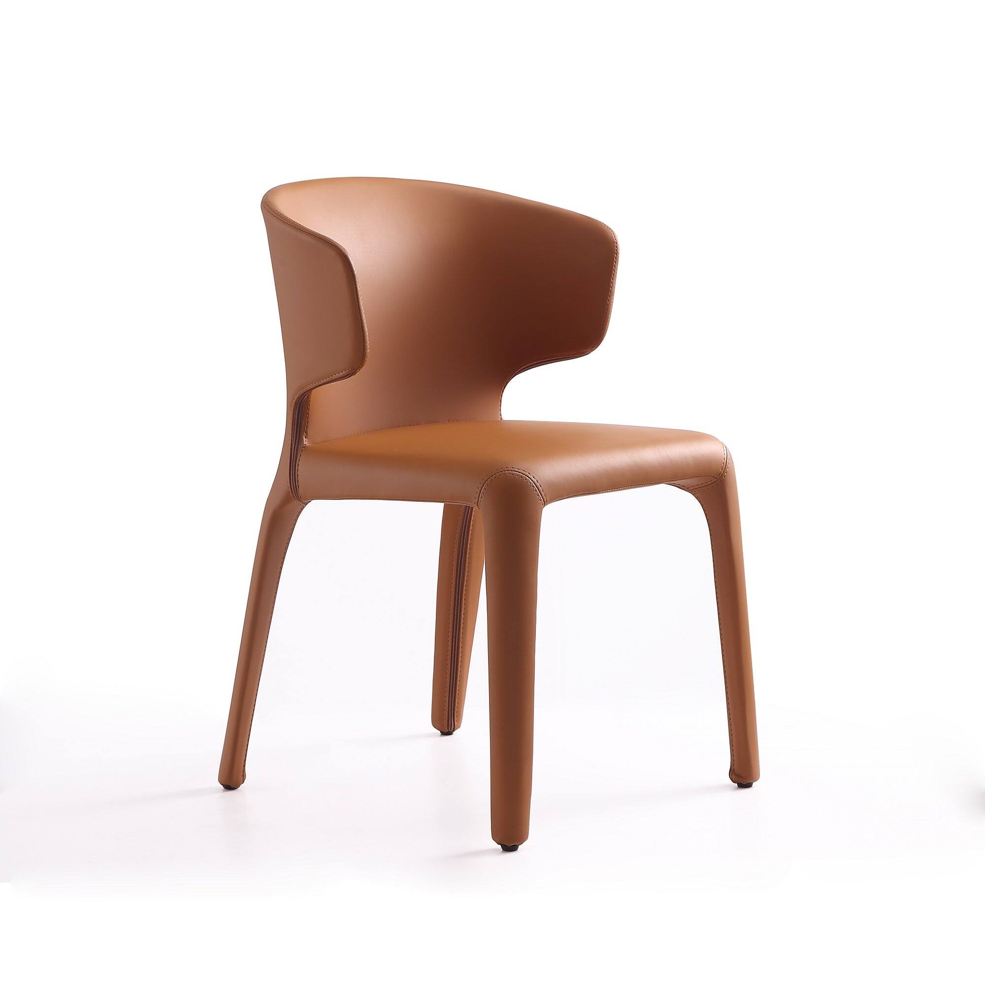 Back. Manhattan Comfort - Conrad Mid-Century Modern Upholstered Dining Chair - Set of 2 - Saddle Brown.