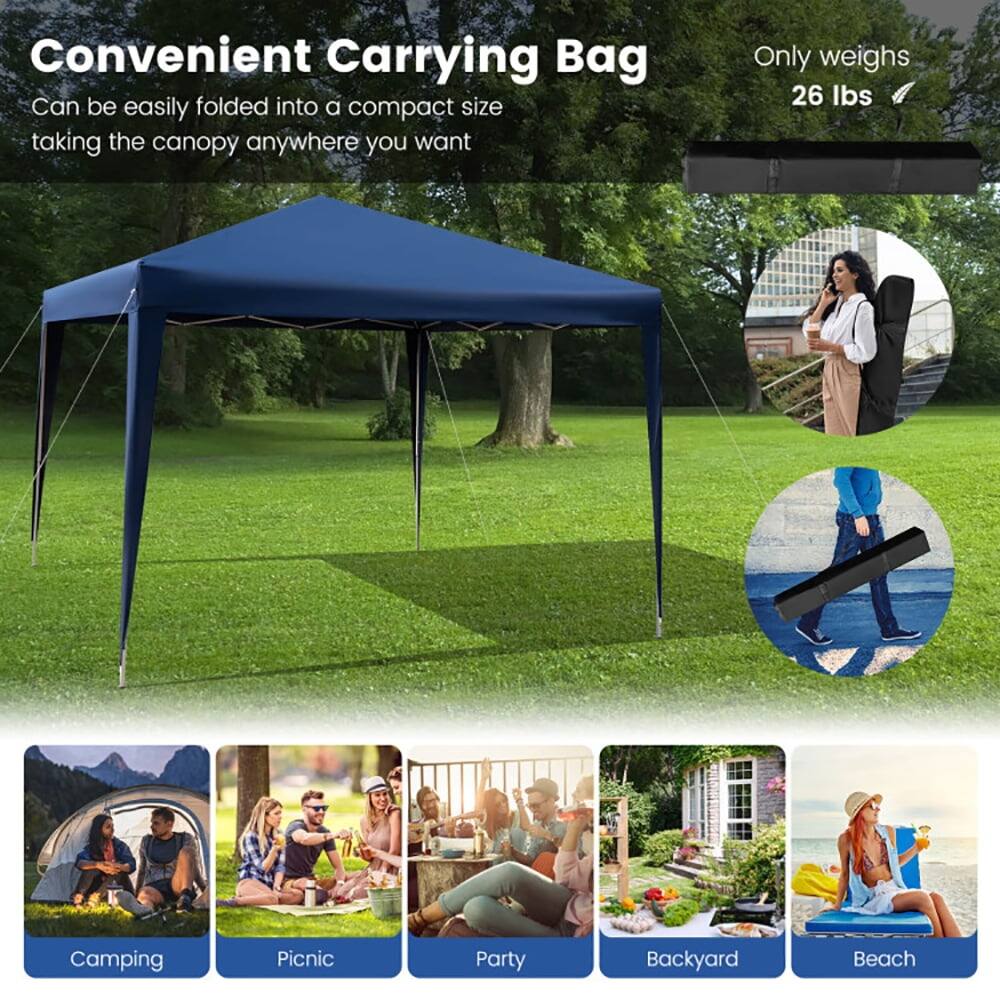 Convenient Carrying Bag  
Can be easily folded into a compact size, taking the canopy anywhere you want  
Only weighs 26 lbs  

Camping  
Picnic  
Party  
Backyard  
Beach