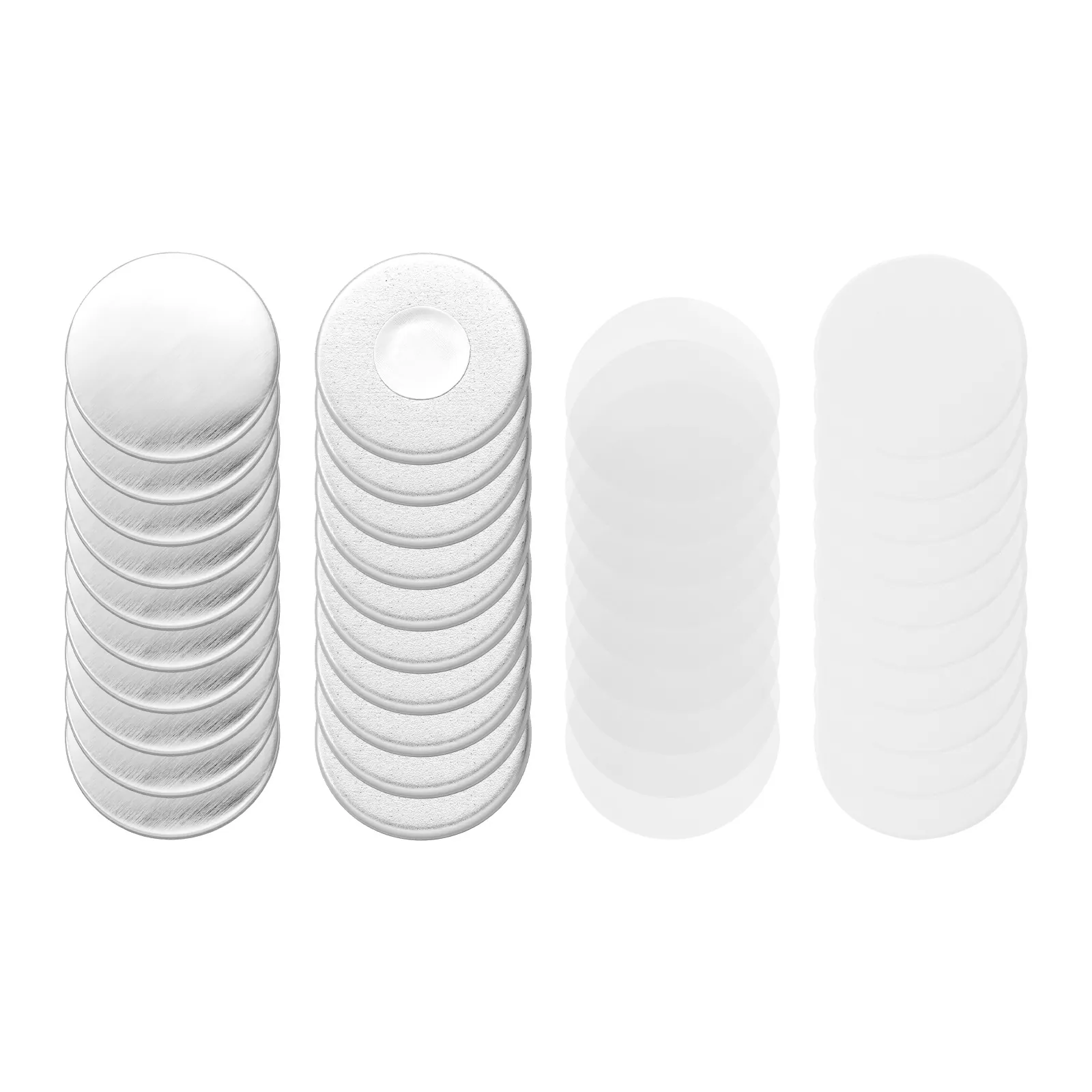 Alt View 4. VEVOR - Button Maker Supplies 50 Sets 1.26 in / 32 mm Refrigerator Magnets, Button Parts with Magnetic Backs, Metal Shells - Silver & White.
